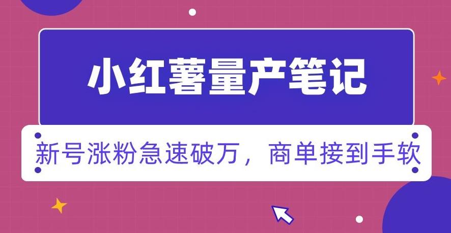 小红书量产笔记，一分种一条笔记，新号涨粉急速破万，新黑马赛道，商单接到手软【揭秘】-资源宝库