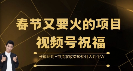 春节又要火的项目视频号祝福，分成计划+带货双收益，轻松月入几个W【揭秘】-资源宝库