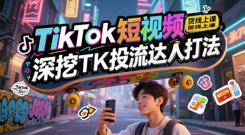 TikTok短视频带货线上课，深挖TK投流达人打法-资源宝库