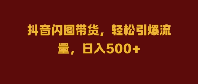 抖音闪图带货，轻松引爆流量，日入几张【揭秘】-资源宝库