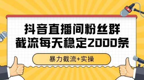 抖音直播间粉丝群暴力截流，一台电脑每天稳定2000条数据【揭秘】-资源宝库