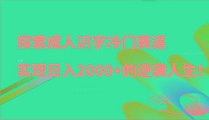 探索成人识字冷门赛道,实现日入2000+的逆袭人生!-资源宝库