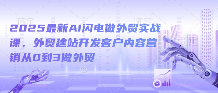 2025最新AI闪电做外贸实战课，外贸建站开发客户内容营销从0到3做外贸-资源宝库