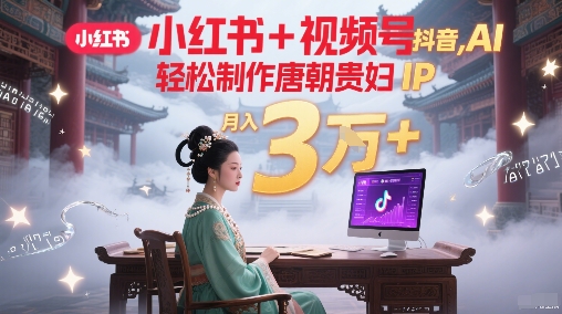 小红书+视频号+抖音，AI轻松制作唐朝贵妇IP，每天30分钟，轻松产出N条，月入3W+-资源宝库