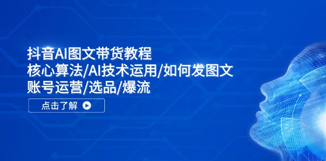抖音AI图文带货教程：核心算法/AI技术运用/如何发图文/账号运营/选品/爆流-资源宝库