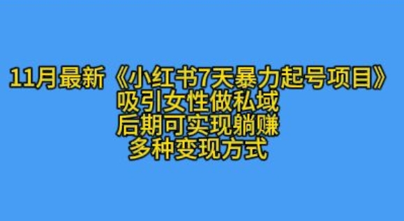 K总部落11月最新小红书7天暴力起号项目，吸引女性做私域【揭秘】-资源宝库