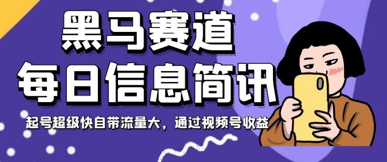 黑马赛道每日信息简讯，起号超级快自带流量大，通过视频号收益【揭秘】-资源宝库