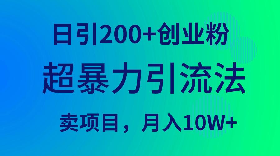 (9654期)超暴力引流法，日引200+创业粉，卖项目月入10W+-资源宝库