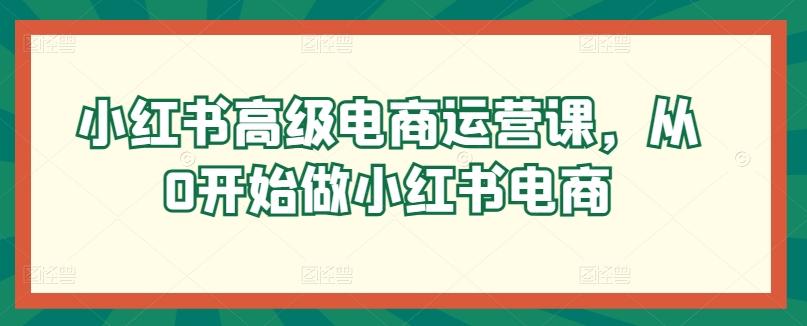 小红书高级电商运营课，从0开始做小红书电商-资源宝库