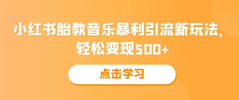 小红书胎教音乐暴利引流新玩法，轻松变现500+-资源宝库