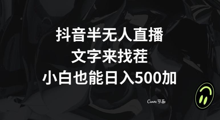 抖音半无人直播，文字来找茬小游戏，每天收益500+【揭秘】-资源宝库