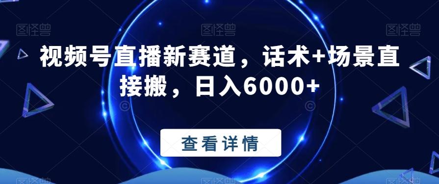 视频号直播新赛道，话术+场景直接搬，日入6000+-资源宝库
