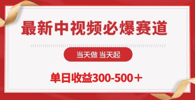 最新中视频必爆赛道，当天做当天起，单日收益300-500+【揭秘】-资源宝库
