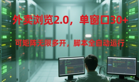 外卖浏览2.0，单窗口30+可矩阵无限多开，脚本全自动运行【揭秘】-资源宝库