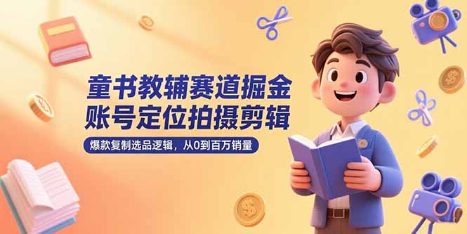 童书教辅赛道掘金，账号定位拍摄剪辑，爆款复制选品逻辑，从0到百万销量-资源宝库