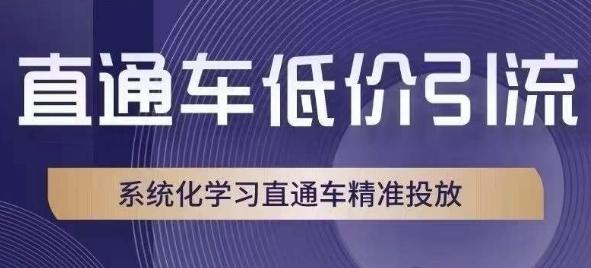 直通车低价引流课，系统化学习直通车精准投放-资源宝库
