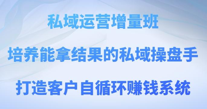 私域运营增量班,培养能拿结果的私域操盘手,打造客户自循环赚钱系统