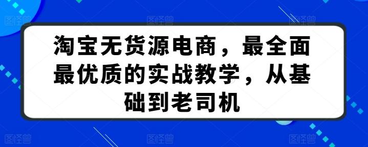 淘宝无货源电商，最全面最优质的实战教学，从基础到老司机-资源宝库