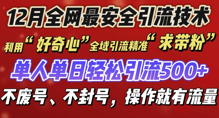 12 月份全网最安全引流创业粉技术来袭,不封号不废号,有操作就有流量【揭秘】