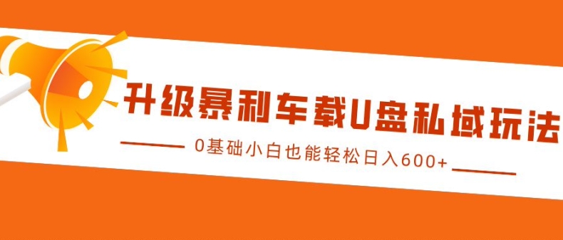 升级暴利车载U盘私域玩法，0基础小白也能轻松日入多张【揭秘】-资源宝库