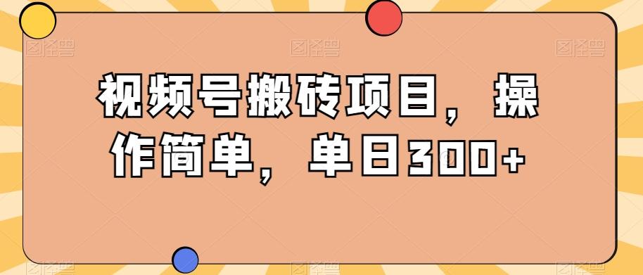 视频号搬砖项目，操作简单，单日300+-资源宝库