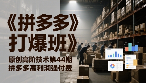 《拼多多打爆班》原创高阶技术第44期，拼多多高利润强付费-资源宝库