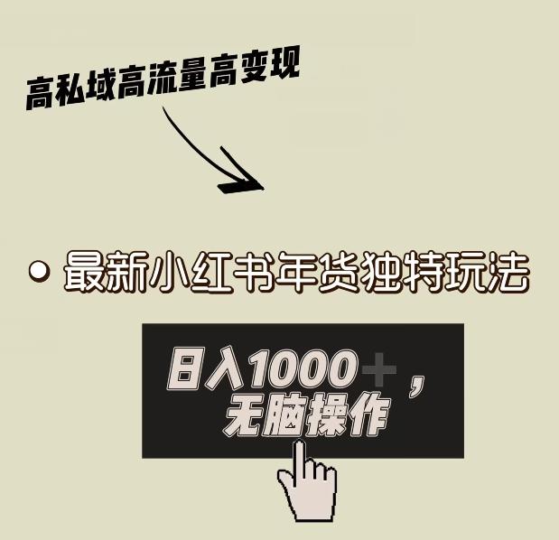 小红书年货独特玩法，高私域高流量高变现，日入1000+小白易上手-资源宝库