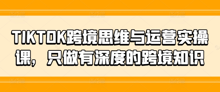 TIKTOK跨境思维与运营实操课，只做有深度的跨境知识-资源宝库
