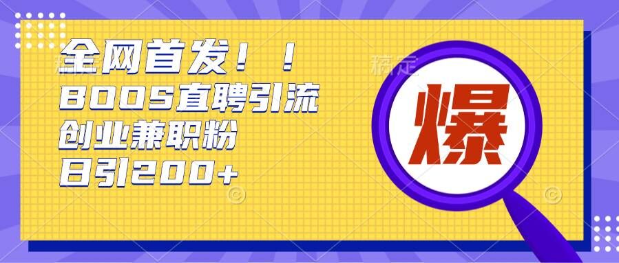 通过Boss直聘，每天轻松钓到200+多条创业大鱼的秘籍【揭秘】-资源宝库