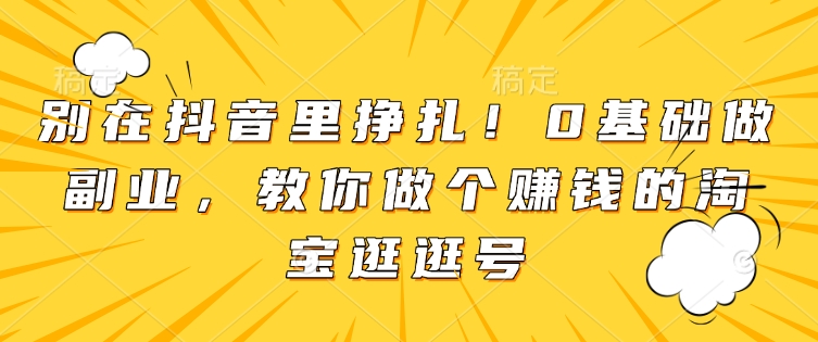 别在抖音里挣扎！0基础做副业，教你做个赚钱的淘宝逛逛号-资源宝库
