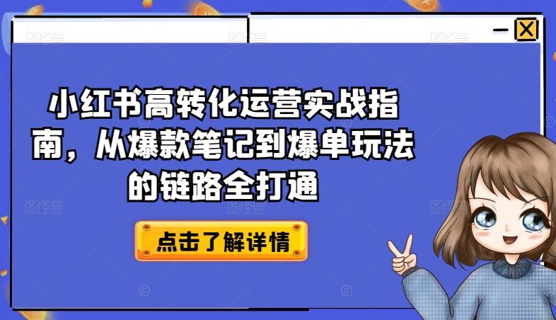 小红书高转化运营实战指南，从爆款笔记到爆单玩法的链路全打通-资源宝库
