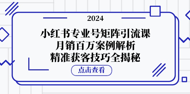 小红书专业号矩阵引流课，月销百万案例解析，精准获客技巧全揭秘-资源宝库