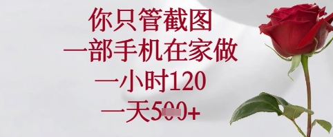 你只管截图，一部手机在家可以做，一小时120.一天5张+【揭秘】-资源宝库