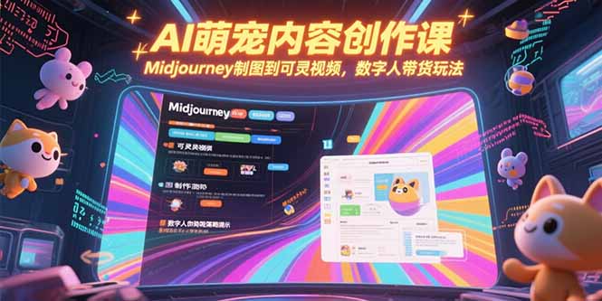 AI萌宠内容创作课，Midjourney制图到可灵视频，数字人带货玩法-资源宝库