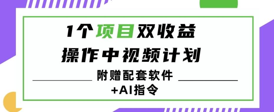 1个项目双收益？操作中视频计划1天最高3100+收益？（附赠配套软件+AI指令）-资源宝库