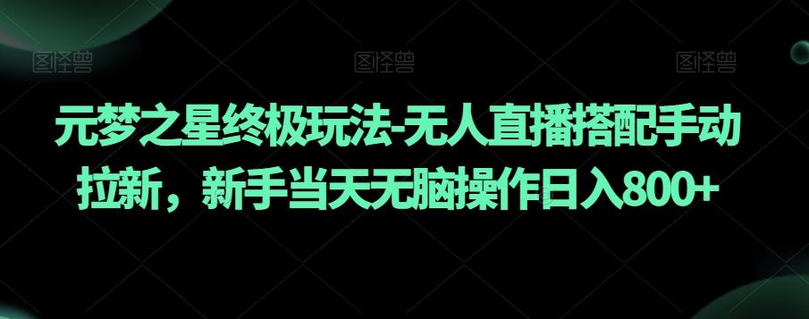 元梦之星终极玩法-无人直播搭配手动拉新，新手当天无脑操作日入800+【揭秘】-资源宝库