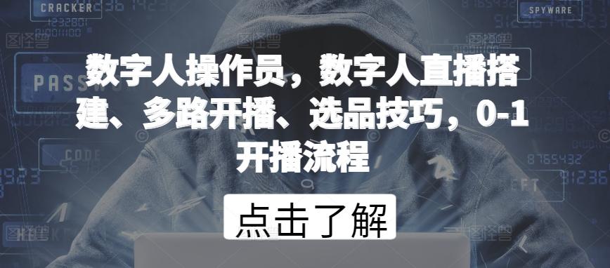 数字人操作员，数字人直播搭建、多路开播、选品技巧，0-1开播流程-资源宝库