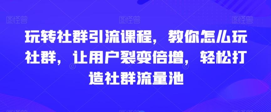 玩转社群引流课程，教你怎么玩社群，让用户裂变倍增，轻松打造社群流量池-资源宝库