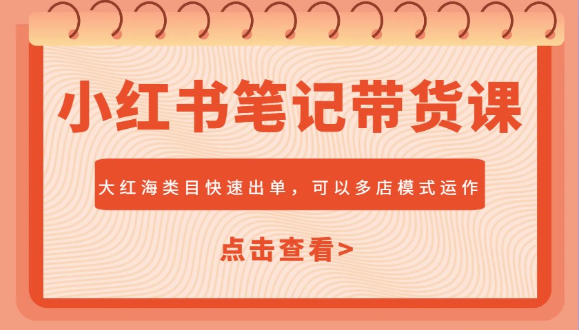 小红书笔记带货课，大红海类目快速出单，市场大，可以多店模式运作(更新)-资源宝库
