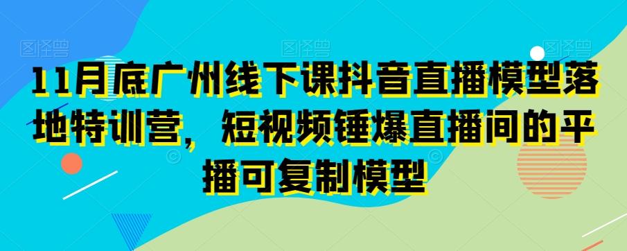 11月底广州线下课抖音直播模型落地特训营，短视频锤爆直播间的平播可复制模型-资源宝库