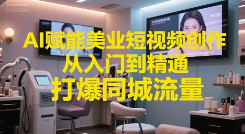 AI赋能美业短视频创作,从入门到精通,打爆同城流量,超级AI工具短视频实操落地