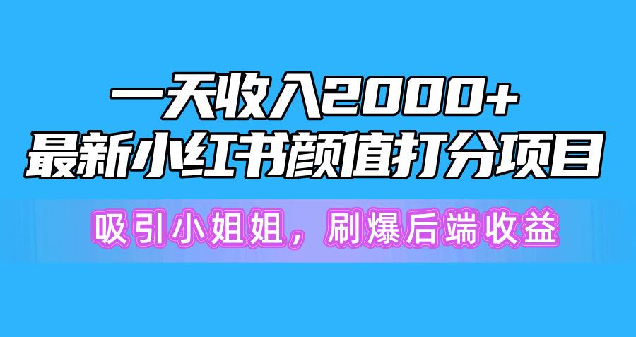 一天收入2000+，最新小红书颜值打分项目，吸引小姐姐，刷爆后端收益-资源宝库