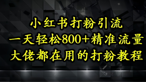 小红书打粉引流，一天轻松500+精准流量，大佬都在用的打粉教程-资源宝库