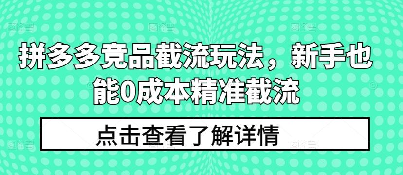 拼多多竞品截流玩法，新手也能0成本精准截流-资源宝库