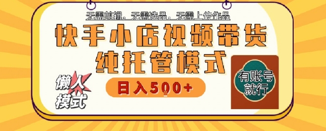 快手小店托管代运营，无需剪辑，无需选品，无需上传作品，全程无需操作，轻松月入5k+【揭秘】-资源宝库