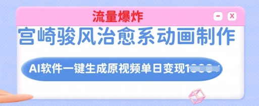 宫崎骏风治愈系动画制作，AI软件一键生成原创视频流量爆炸，单日变现多张，详细实操流程-资源宝库