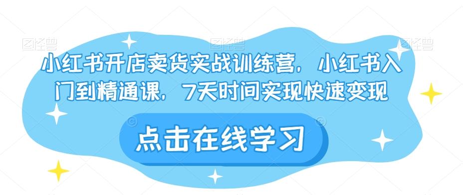 小红书开店卖货实战训练营，小红书入门到精通课，7天时间实现快速变现-资源宝库