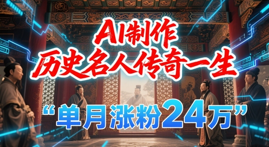 暴力起号!用AI制作历史名人传奇一生,单月涨粉24W,涨粉+变现赛道黑马来了