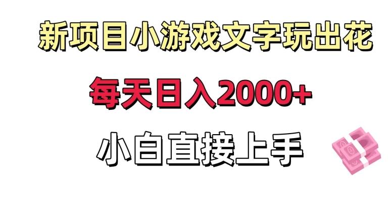 新项目小游戏文字玩出花日入2000+,每天只需一小时,小白直接上手【揭秘】