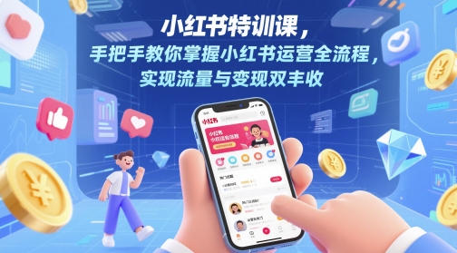 小红书特训课，手把手教你掌握小红书运营全流程，实现流量与变现双丰收-资源宝库